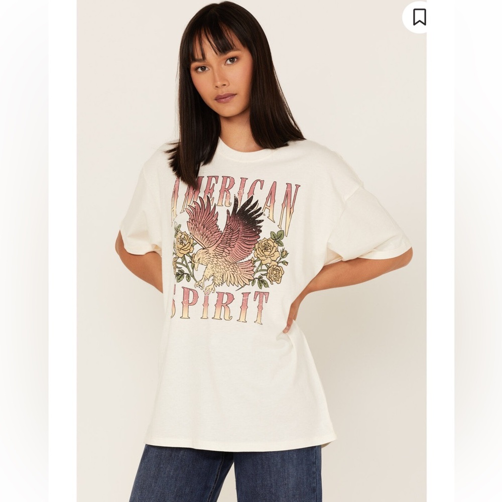 CLEO + WOLF WOMEN'S AMERICAN SPIRIT VINTAGE OVERSIZED GRAPHIC TEE white medium